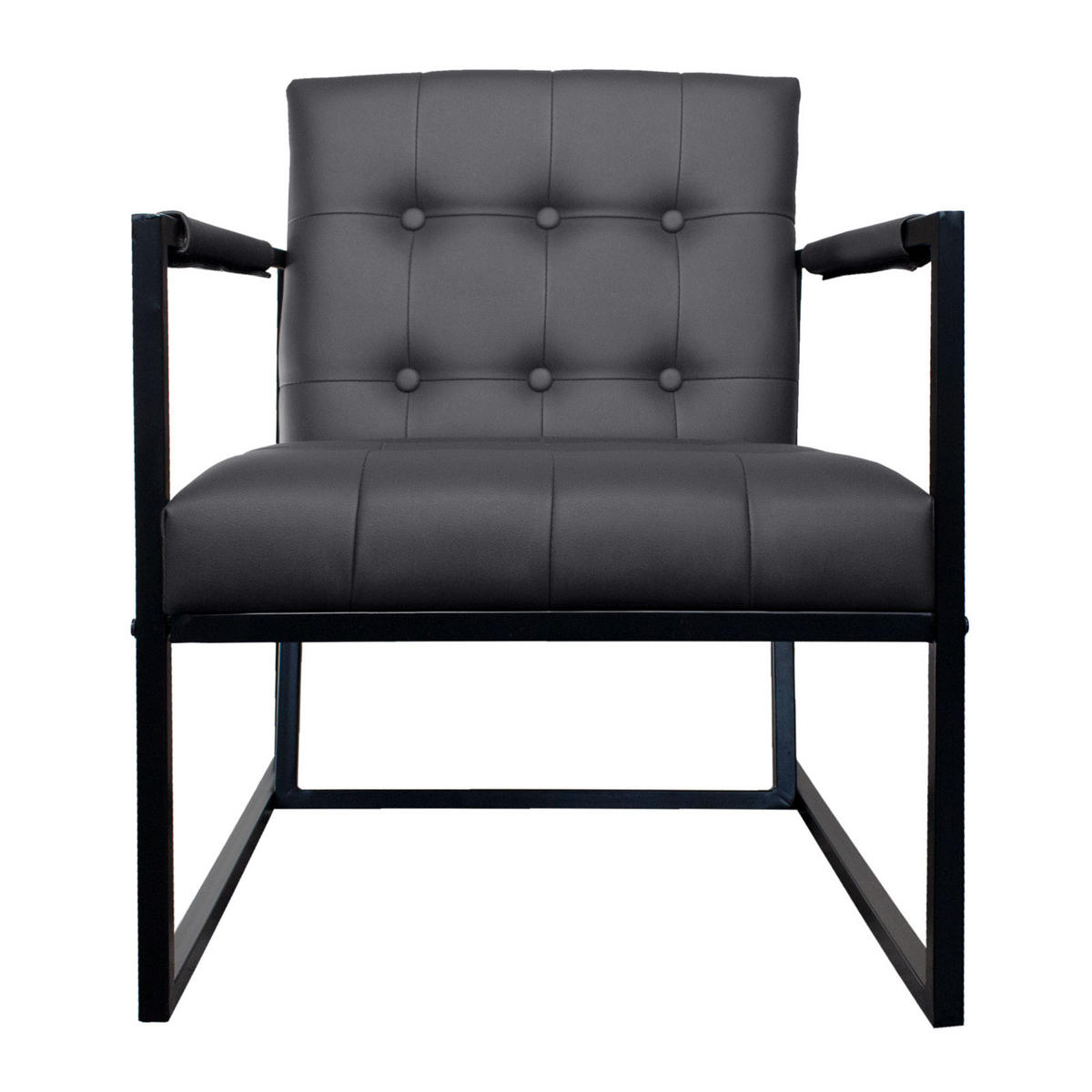 LOUNGESESSEL JONES Kunstleder Dunkelgrau - Schwarz/Grau, Textil/Metall (53/73/69cm) - SVITA