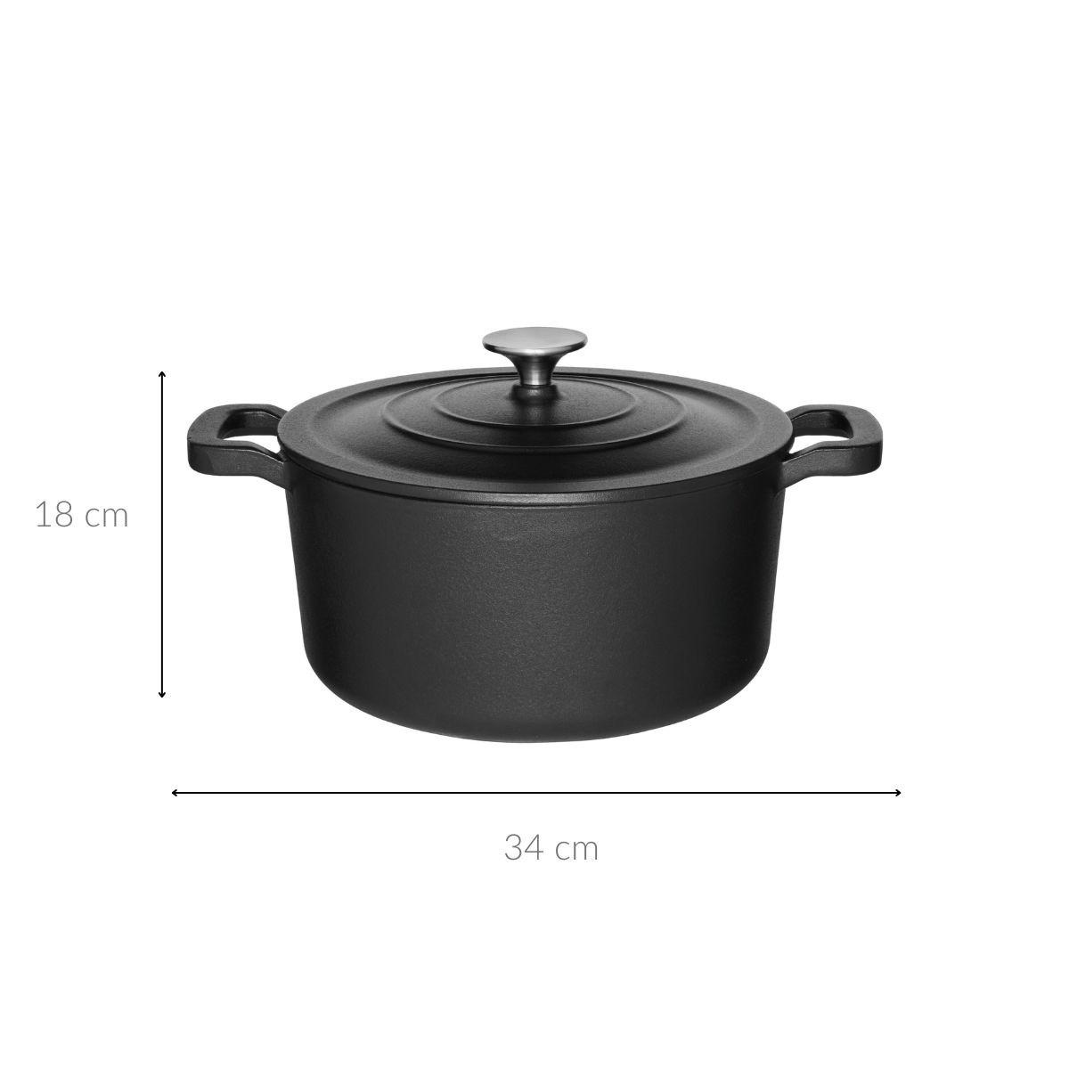 GUSSEISENKESSEL mit Deckel Ø 24 cm - Schwarz, Metall (24cm)