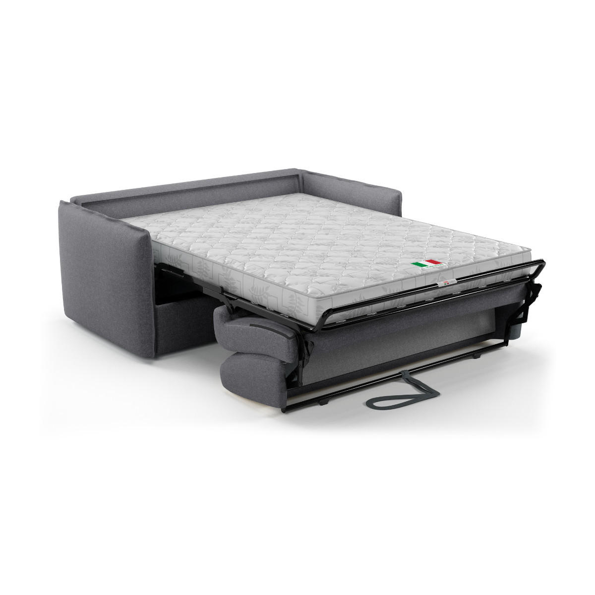 SCHLAFSOFA 3-sitzer mit express-Öffnung in stoff mika 185/104/90 cm - Grau, Holz (185/90/104cm) - Calicosy