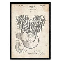 POSTER Harley Verbrennungsmotor Patent A3 Rahmenlos - Klar, Papier (29.7/5/42cm) - Nacnic