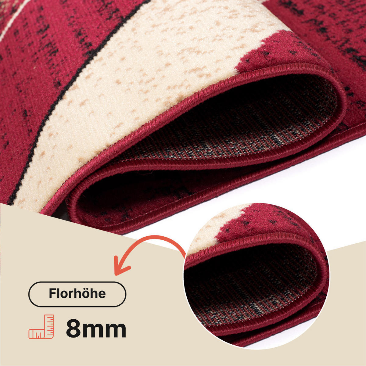 TEPPICH DREAM Beige Rot 130/190 cm - Beige, Textil (130/190cm) - Tapiso