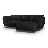 ECKSOFA VESTANO R-S Schwarz Boucle-Stoff mit Schlaffunktion - Schwarz, Holz (287/182cm) - MASSENO