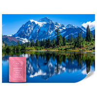 FOTOTAPETE See Berge Wald Landschaft 3D 400x280 - Blau/Beige, Papier (400/280cm) - Muralo