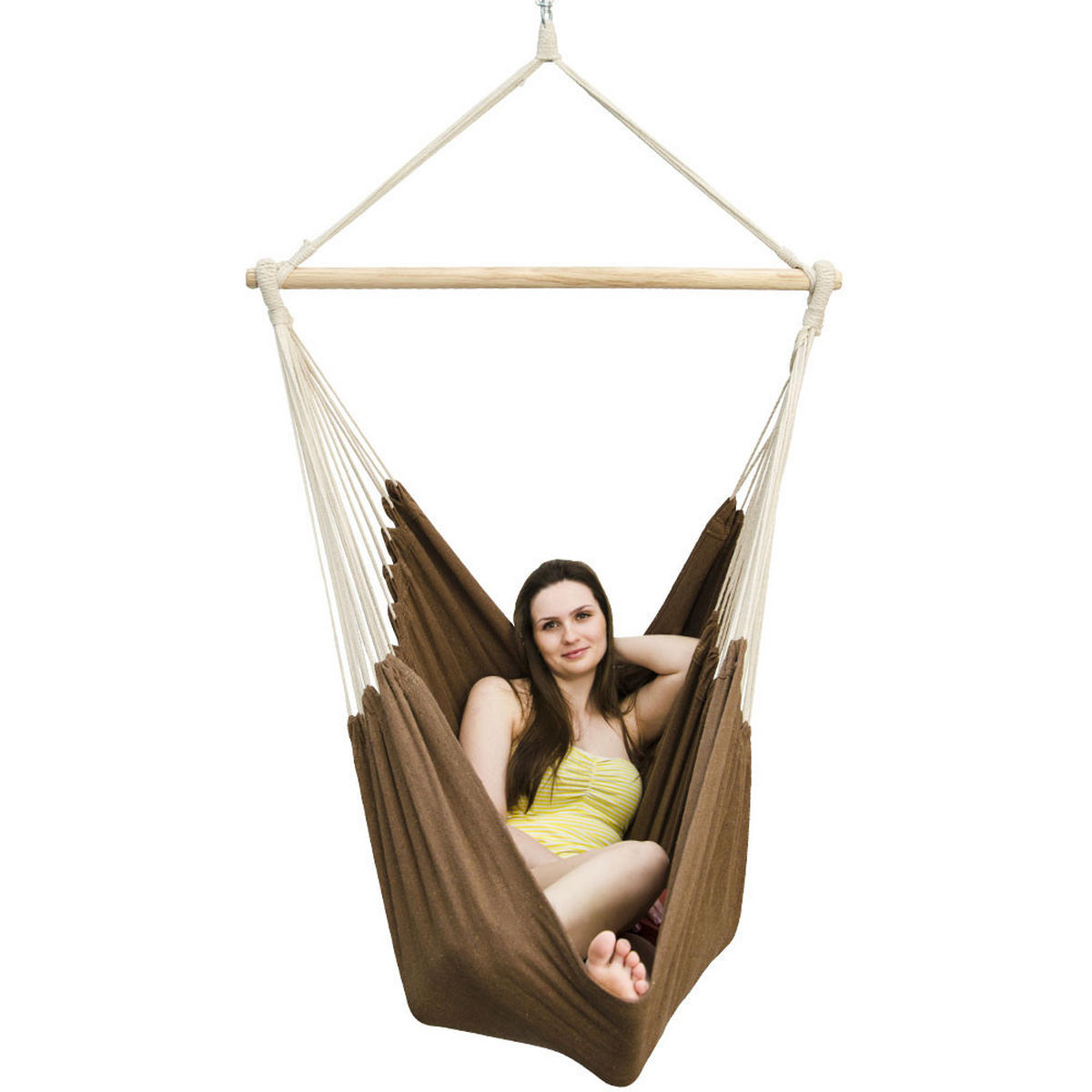 XXL-HÄNGESESSEL 185/130 cm Belastbar bis 150 kg Braun - Braun, Textil (130/155/185cm) - Amanka