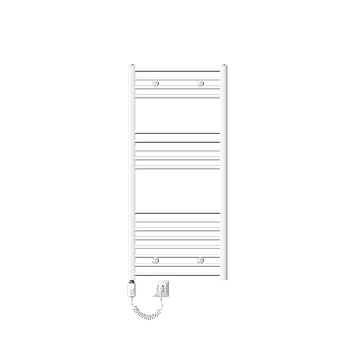 BADHEIZKÖRPER elektrisch Sahara 600x1200 mm Weiß gebogen mit Heizstab 900W - Weiß, Metall (3/120/60cm) - LuxeBath