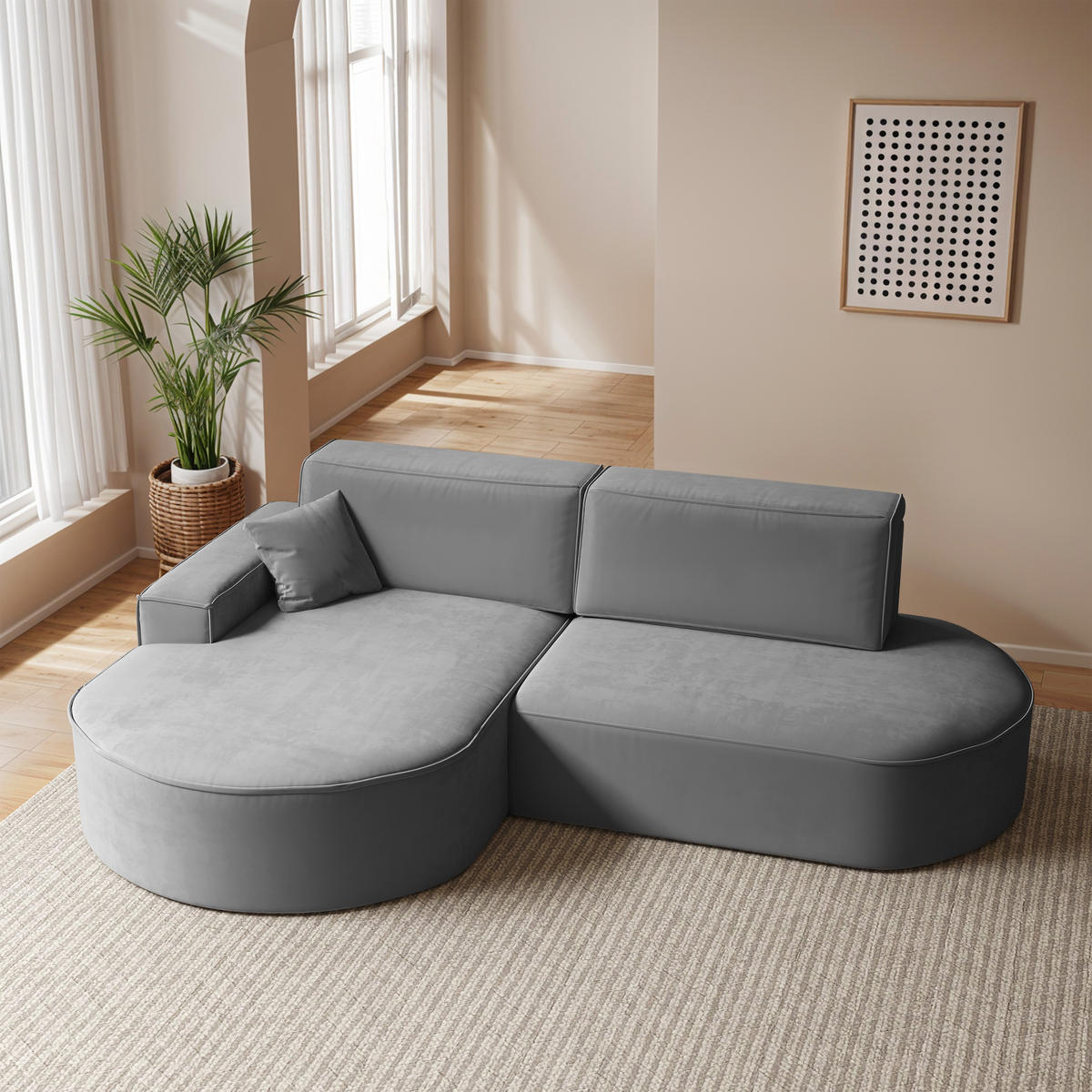 ECKSOFA Modena Pro - Komfort Und Stil Stoff Salvador Anthrazit Links - Anthrazit, Holz (278/179cm) - Kaiser Möbel