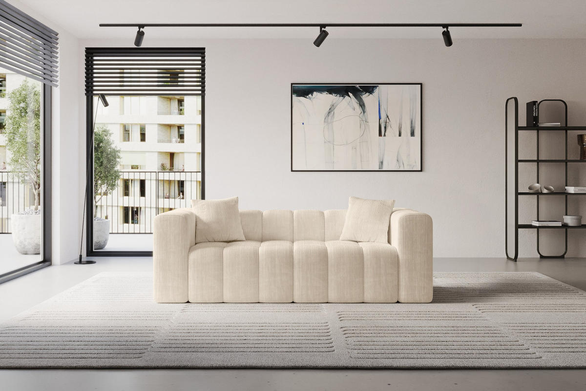 POHOVKA 2-MÍSTNÁ DONY-2 232x90x71 cm Béžová Manšestr - černá/kašmírová, kompozitní dřevo/textil (232/71/90cm) - ALTDECOR