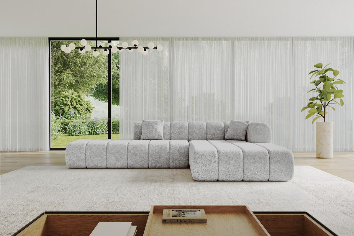 ROHOVÁ SEDAČKA s otomanem, pravá BILA-L 289x176x71 Šedá Žinylka - šedá/černá, kompozitní dřevo/textil (289/176cm) - ALTDECOR