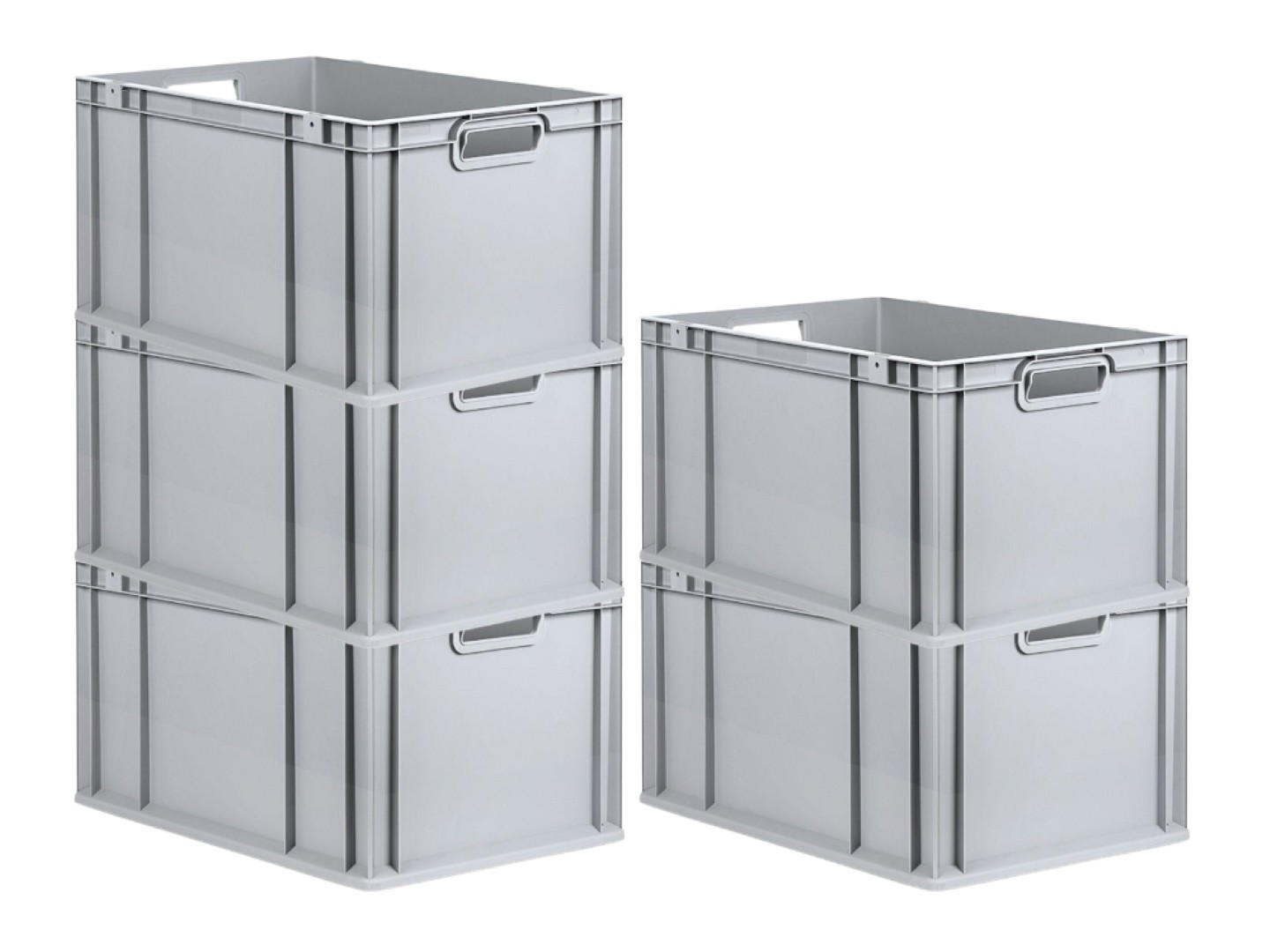 EUROBOX 5x Nextgen Economy Griffe Offen 32x40x60cm 65 Liter - Grau, Kunststoff (40/32/60cm) - PROREGAL
