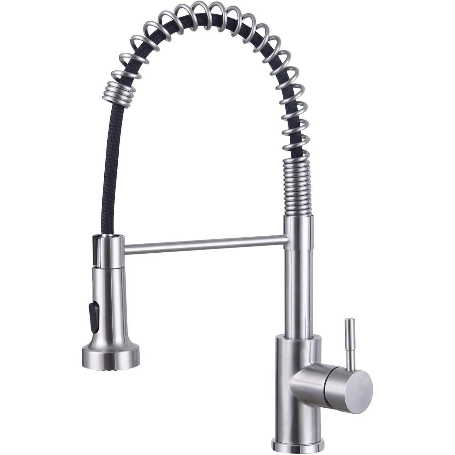 KÜCHENARMATUR mit Brause ausziehbar Edelstahl gebürstet 2 Modi 360° drehbar - Silberfarben, Metall (20/4/30cm)