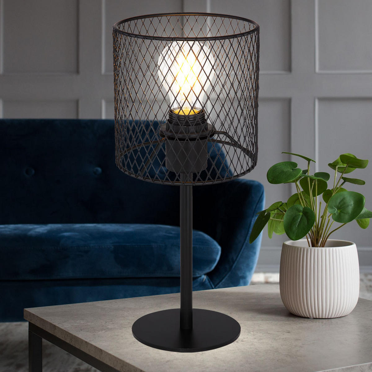 LED TISCHLEUCHTE Metall Schwarz - Schwarz, Metall (15/15/35cm) - Globo Lighting