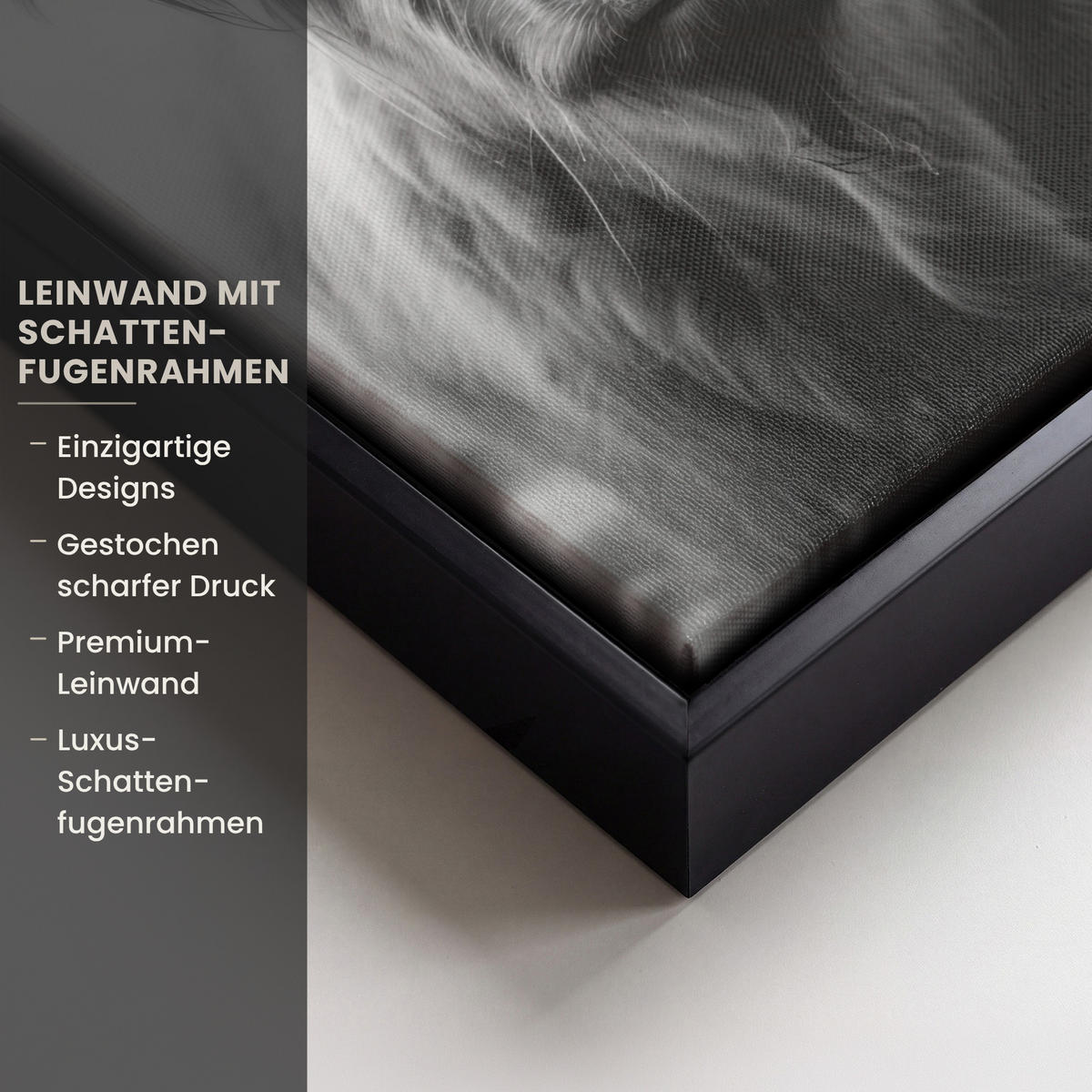 LEINWAND Bilder mit Rahmen - Schottischer Highlander - Nebel - Schwarz - Weiß - 20x30 - Grau, Textil (20/30cm) - MuchoWow