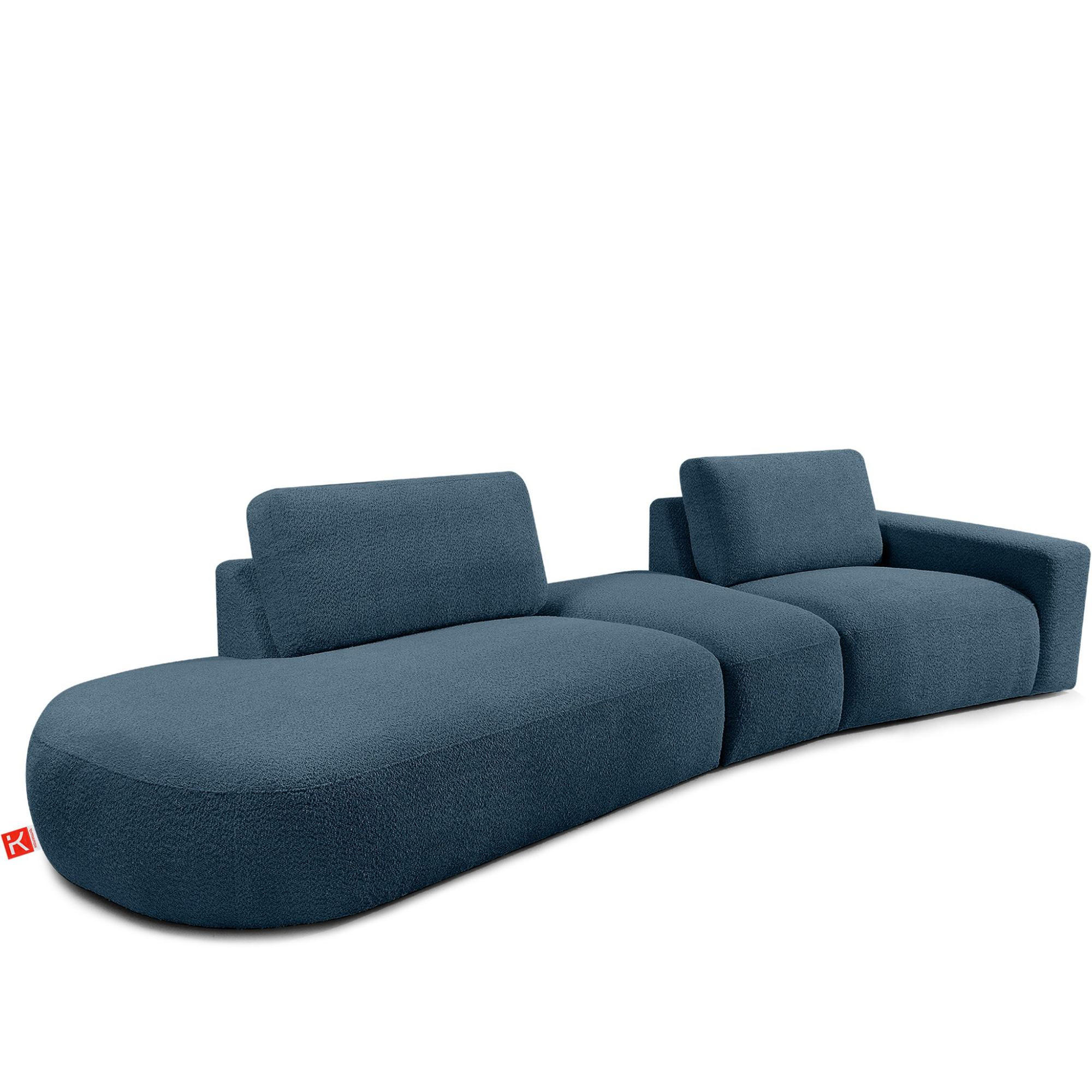 4-SITZER ECKSOFA ZUCCO Boucle links, Nachtblau - Dunkelblau, Textil (350/84/105cm) - KONSIMO®