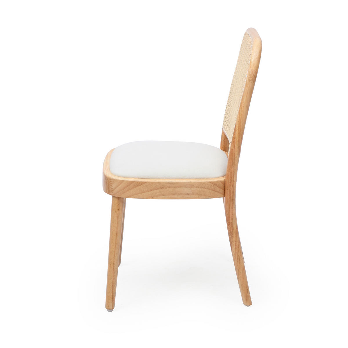 ESSZIMMERSTÜHLE 2er-Set Massivholz mit Rattan-Lehne & Leinen Holzfarbe - Naturfarben, Holz (52/84/45cm) - Urban Meuble