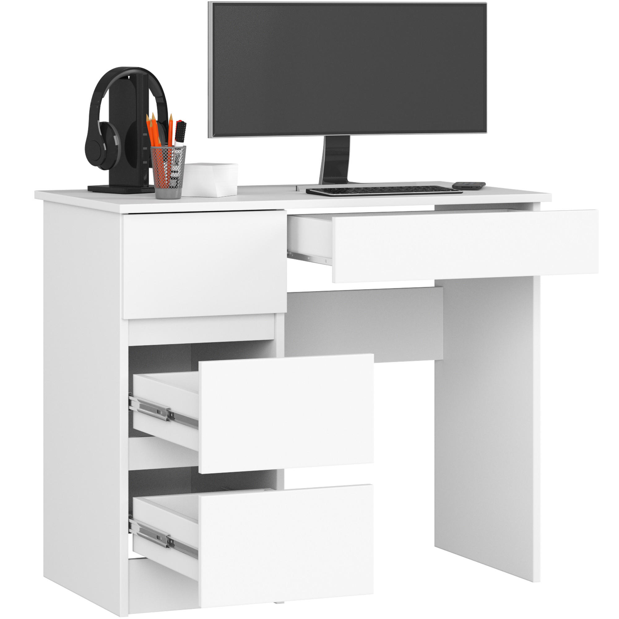 SCHREIBTISCH Weiß 90x50x77 cm - Weiß, Holzwerkstoff (50/90/77cm) - Akord