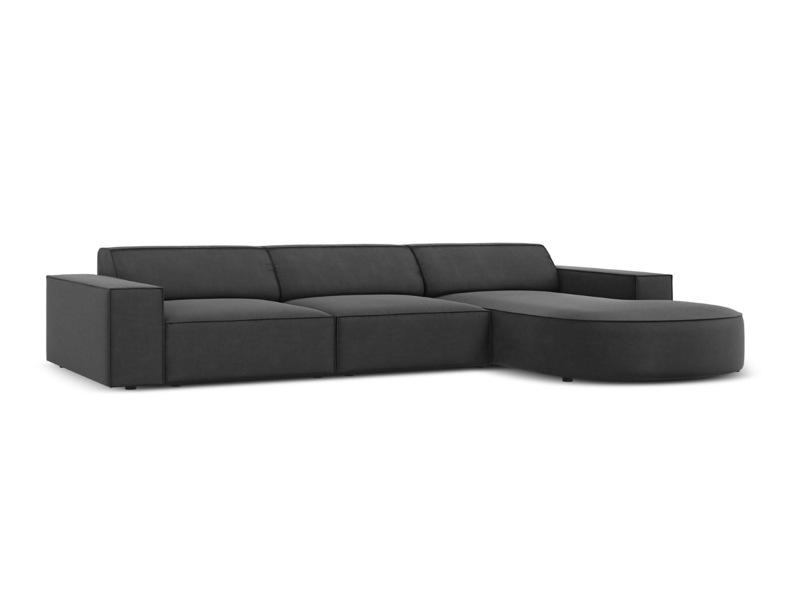 ECKSOFA rechts Jodie aus Samt grau 4 Sitzplätze - Grau, Textil (166/284cm) - Micadoni
