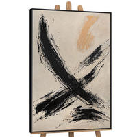 GEMÄLDE Kraft des Pinselstrichs Schattenfugenrahmen Schwarz 140x100 cm - Schwarz, Holz (140/100cm) - YS-art gallery
