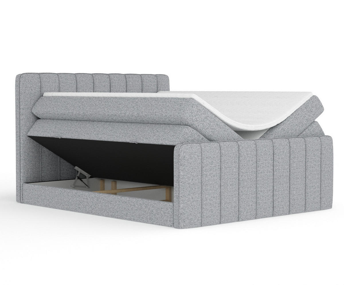 BOXSPRINGBETT Novara Grau 200/200 cm - Schwarz/Grau, Holz/Holzwerkstoff (200/200cm) - Maison de Reve
