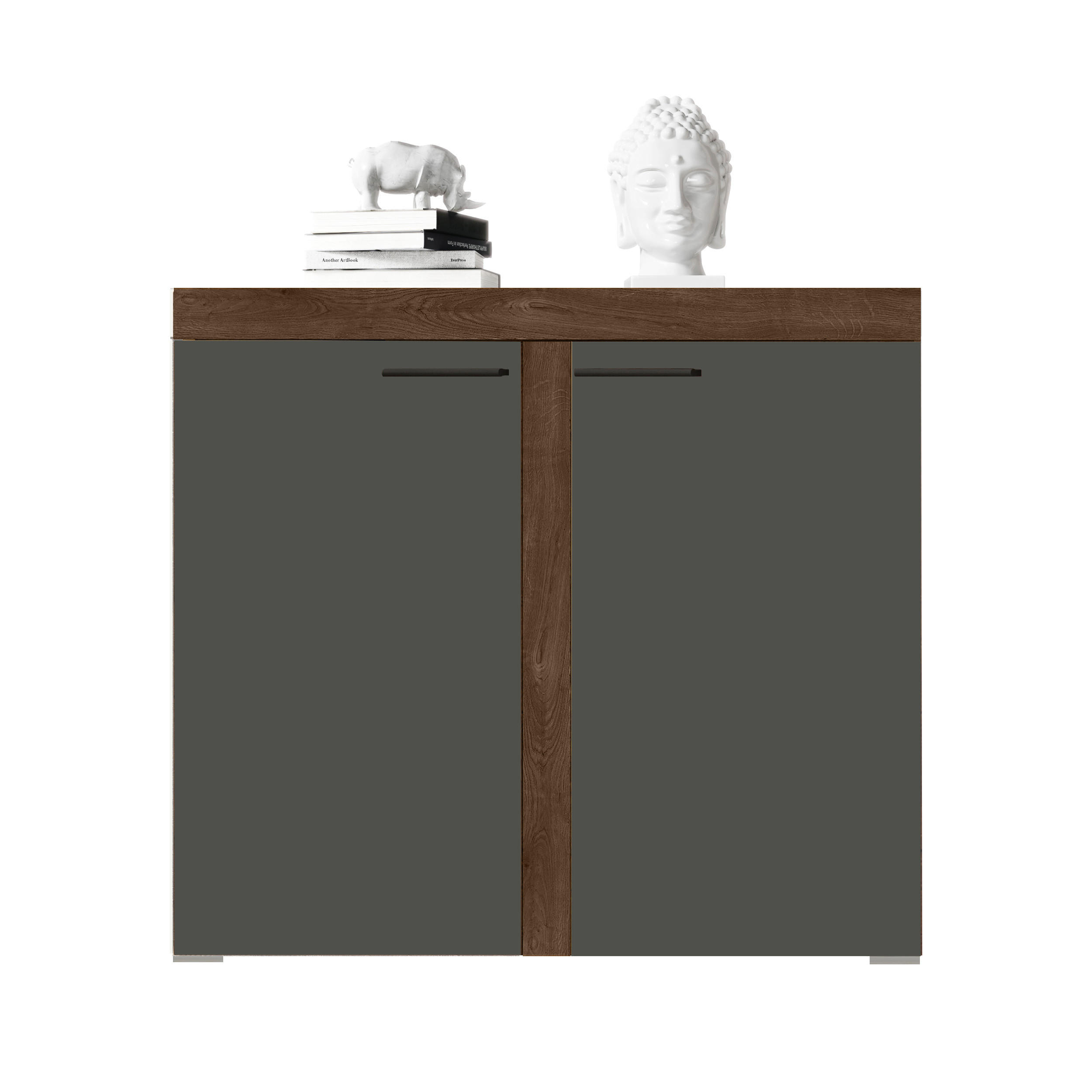 SIDEBOARD Spacoro 2D Lefkas, Graphit 97,2/82/40,3 cm – Schmale Kommode Modern - Braun/Grau, Holzwerkstoff/Kunststoff (97/82/40cm) - AX Living