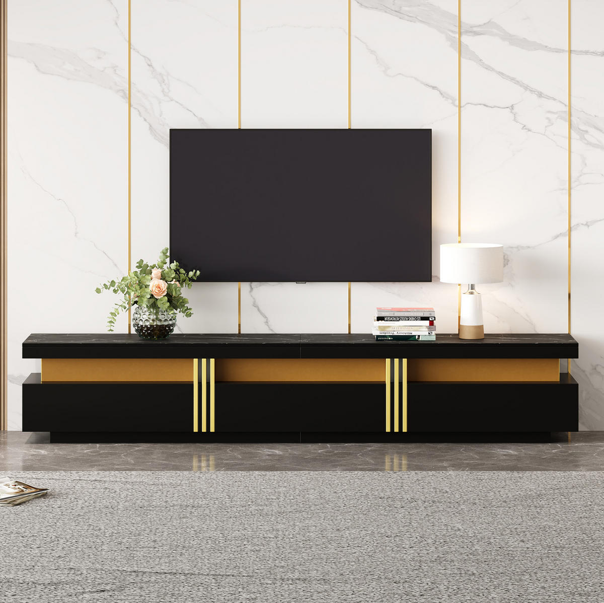 TV-ELEMENT mit 3 Schubladen 200 x 40 x 42 cm Schwarz - Schwarz, Holzwerkstoff (40/42/200cm) - Beauniv