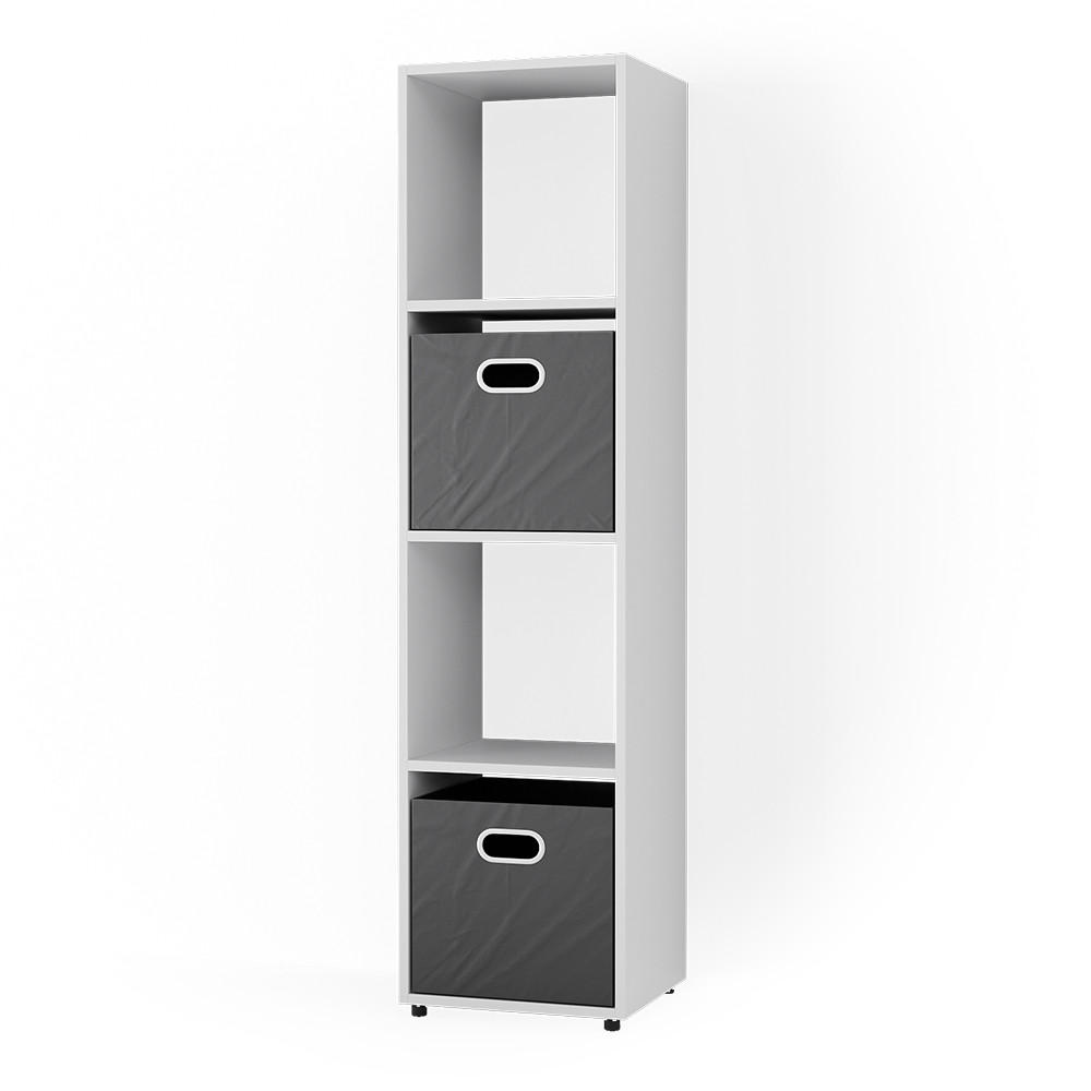 RAUMTEILER Ludus Weiß 142.5 x 36.2 cm mit 2 Faltbox (Anthrazit) - Weiß, Holzwerkstoff (142.5/36.2/33cm) - Vicco