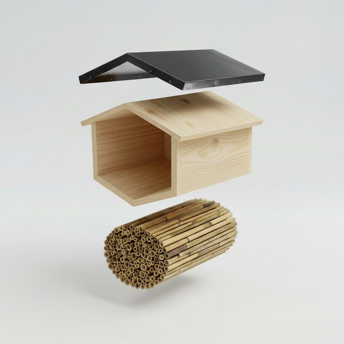 BIENENHOTEL - Hellbraun, Holz/Papier (21.5/17/20.5cm) - Relaxdays