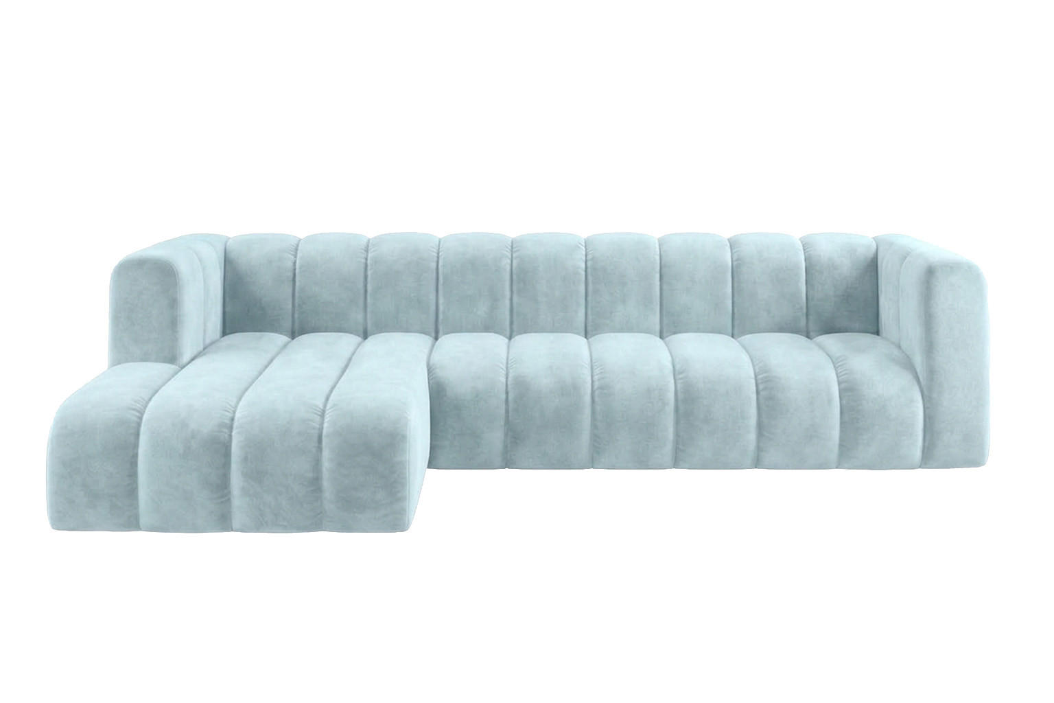 ECKSOFA Modulares In L-Form, Velvet-Stoff Riviera, Babyblau, Links, GRAND 318 cm - Hellblau, Holz (318/179cm) - Kaiser Möbel