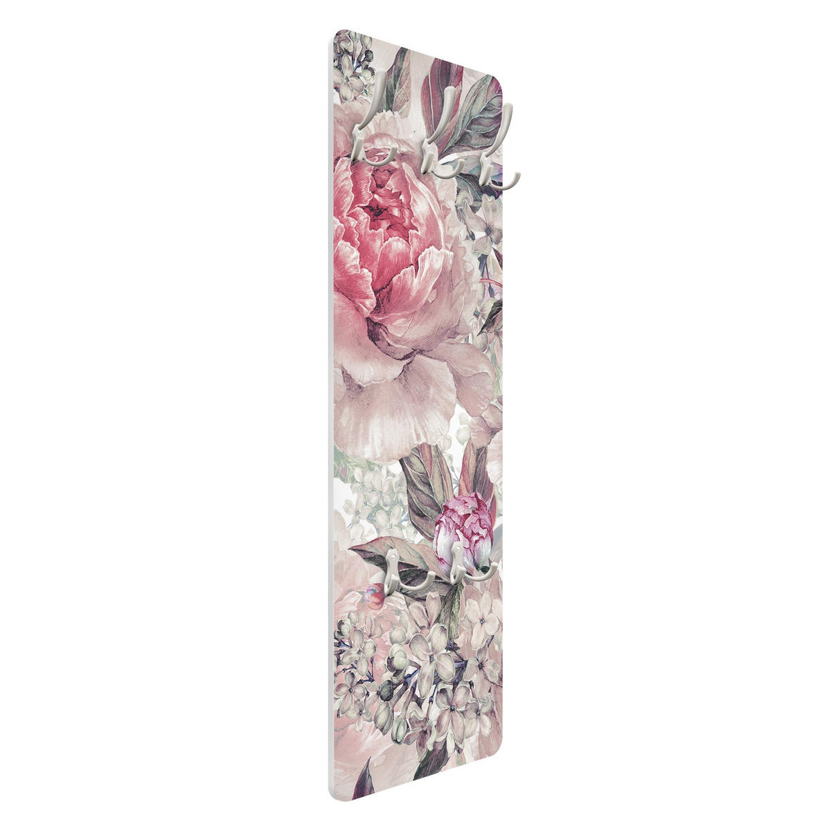 WANDGARDEROBE - Zartes Aquarell Pfingstrosen Muster 34/105 cm - Rosa, Holzwerkstoff (34/105/1.6cm) - Bilderwelten