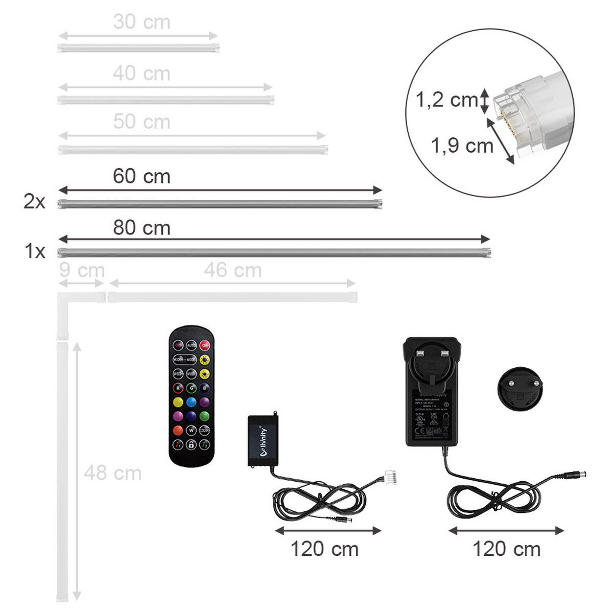 LED-PÁSEK Bílá - bílá, kov (1.5/200/1.5cm) - Vicco