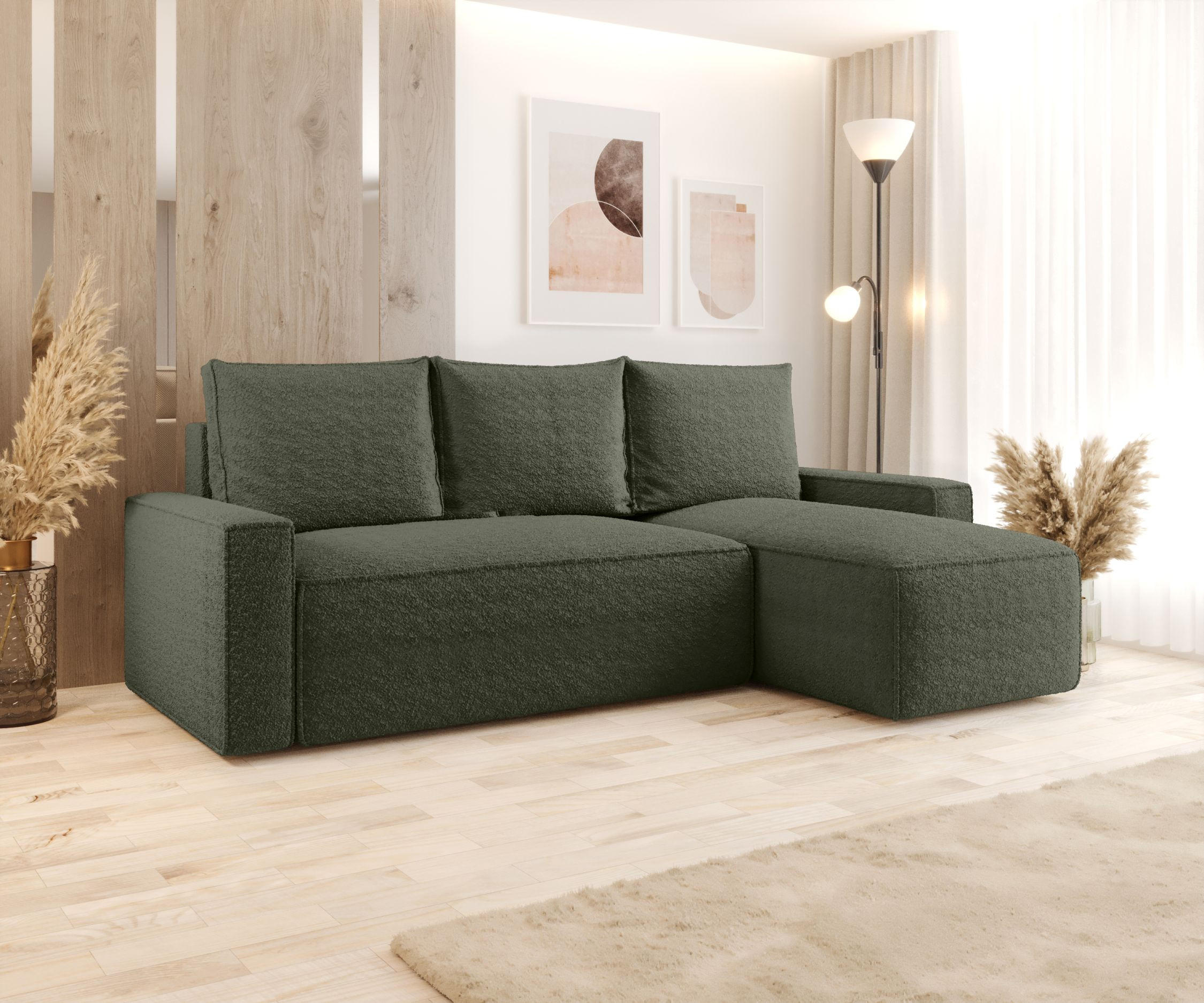 ECKSOFA mit Schlaffunktion SAVIO Quelle 37 Rechts - Dunkelgrün, Textil (232/140cm) - Bedante