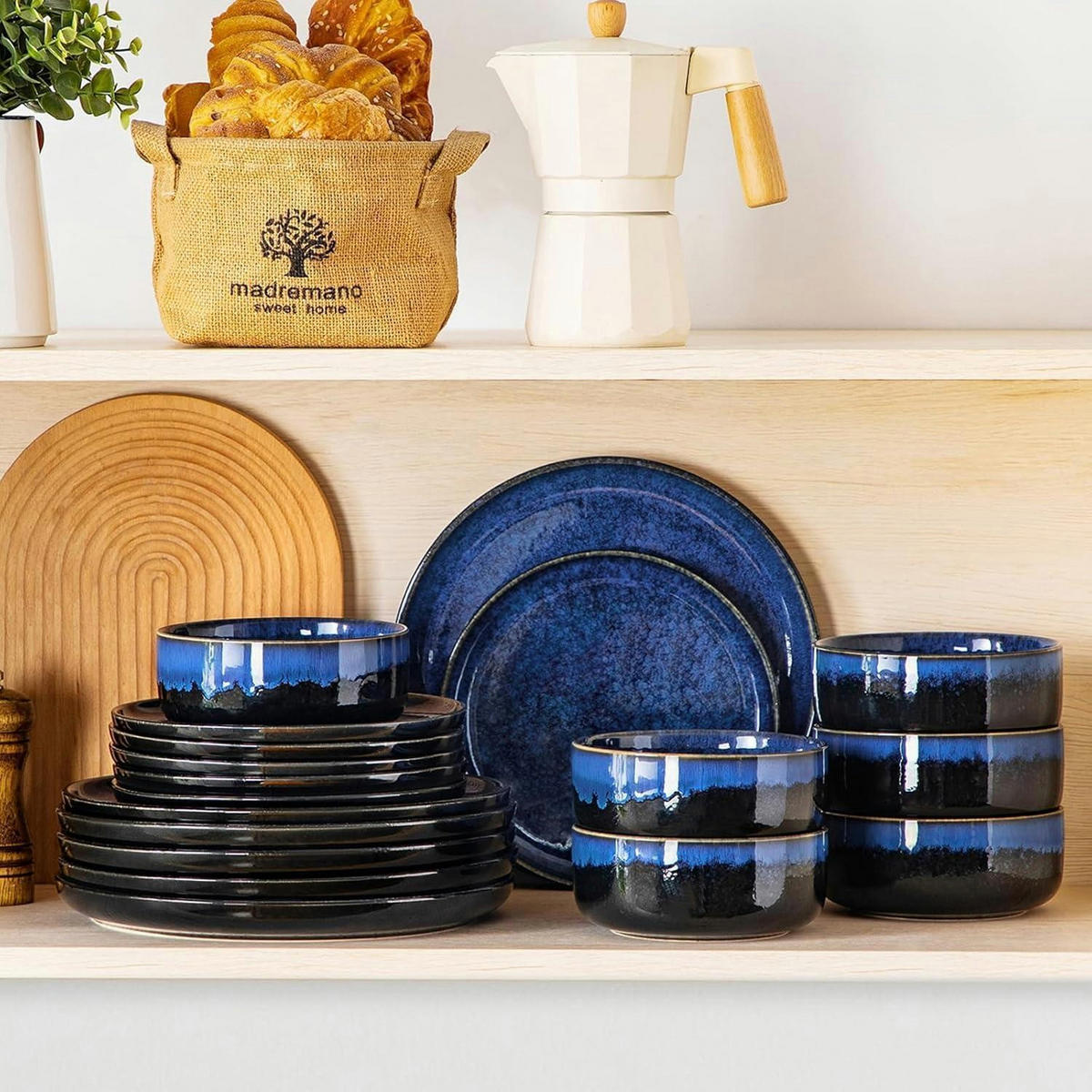 GESCHIRRSET 18-teiliges Set für 6 Personen blau - Blau, Keramik (26/2.8/26cm)