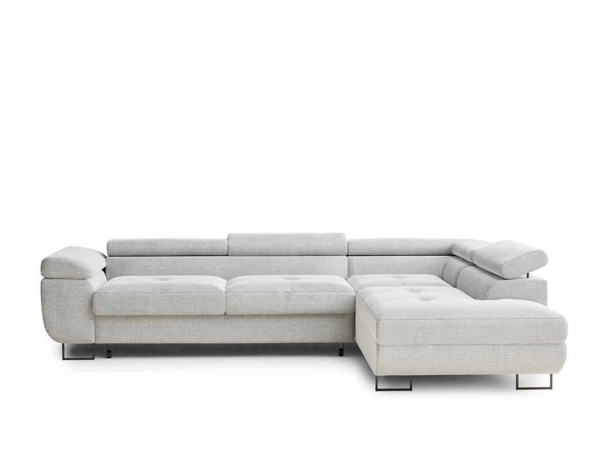 ECKSOFA Concord Grau Chenille-Stoff - Rechts Seite - Schwarz/Grau, Holz/Holzwerkstoff (277/203cm) - Maison de Reve