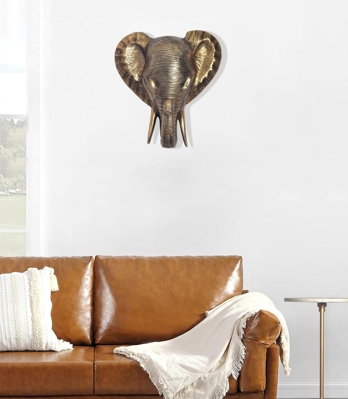 WANDDEKO Elefant Aluminium goldfarben 41 cm im afrikanischen Stil - Goldfarben, Textil (33/41/20cm) - KADIMA DESIGN