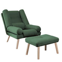 RELAXSESSEL LILA mit hocker, 75/75/100 cm, Grün - Grün, Holz/Textil (75/100/75cm) - Idohome