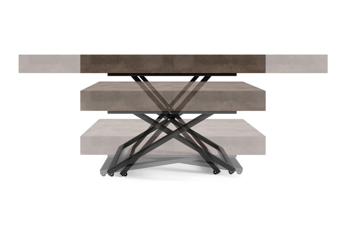 COUCH-/ESSTISCH Sanna U Davos Eiche trüffelbraun 120 - 200 / 80 / 27 - 80cm - Trüffeleichefarben/Schwarz, Holz/Holzwerkstoff (80/120/27cm) - Feldmann-Wohnen