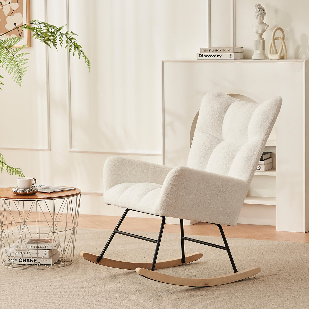 SCHAUKELSESSEL Weiß - Weiß, Holz/Textil (53.5/91/95cm) - Urban Meuble
