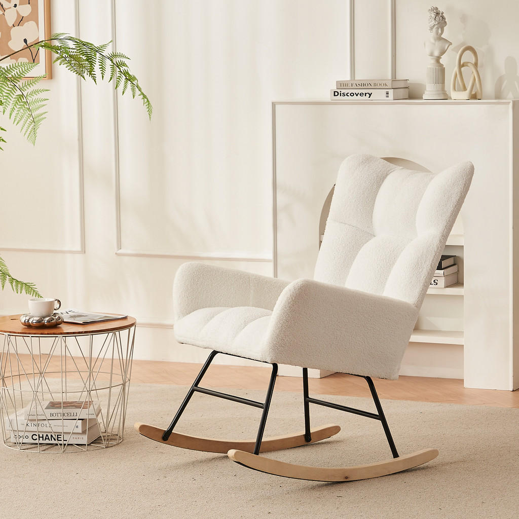 Thumbnail - Urban Meuble Schaukelsessel, Weiß, Textil, Mode, 53.5x91x95 cm, Wohnzimmer, Sessel, Relaxsessel