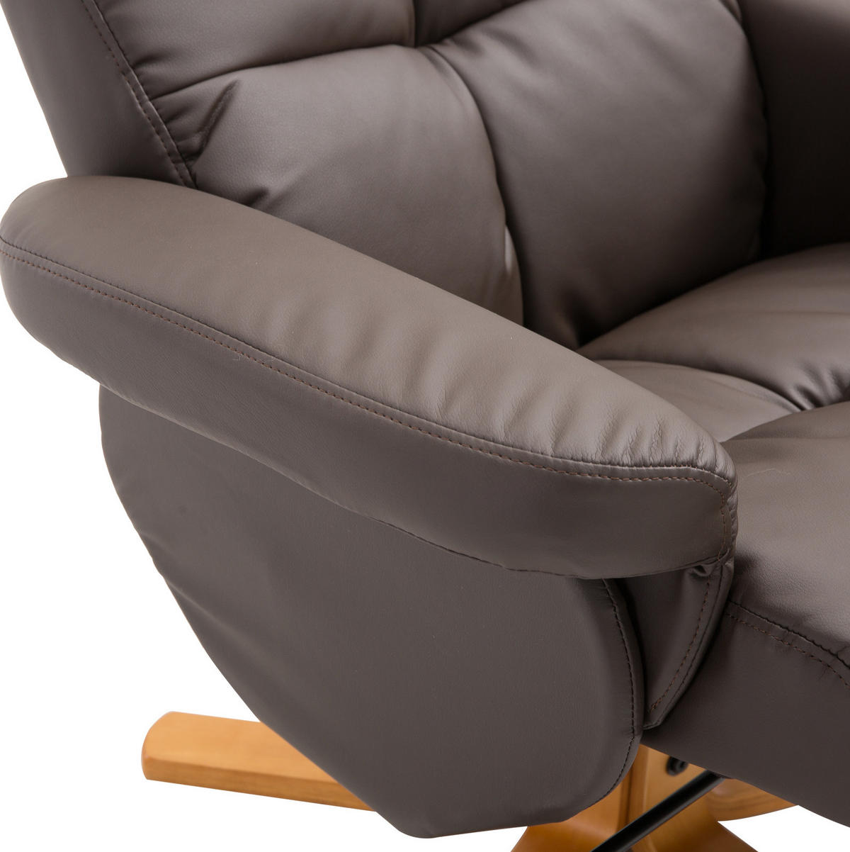 RELAXSESSEL 80/99/86 cm Braun aus Holz mit Hocker und Stauraum - Braun, Holz (86/99/80cm) - OKMYHOME
