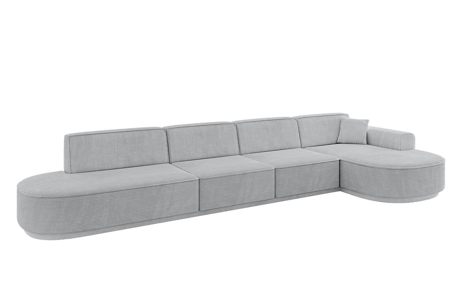 ECKSOFA Ottomane Rechts MARI-L3-v3 - 413x171x83 cm Grau Cord - Schwarz/Grau, Holzwerkstoff/Kunststoff (171/413cm) - ALTDECOR