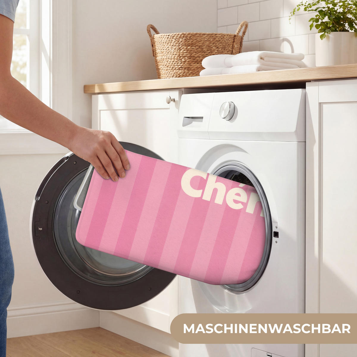 KOUPELNOVÁ PŘEDLOŽKA Pruhované - růžové - Chéri 80x50 cm - růžová, textil/plast (80/50cm) - OnlyWow