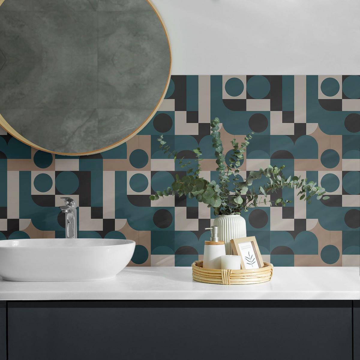 WANDPANEEL 9 Stück 30x30 cm selbstklebend Modula - Pastellgrün, Kunststoff (30/1.6/30cm) - Wallfluent