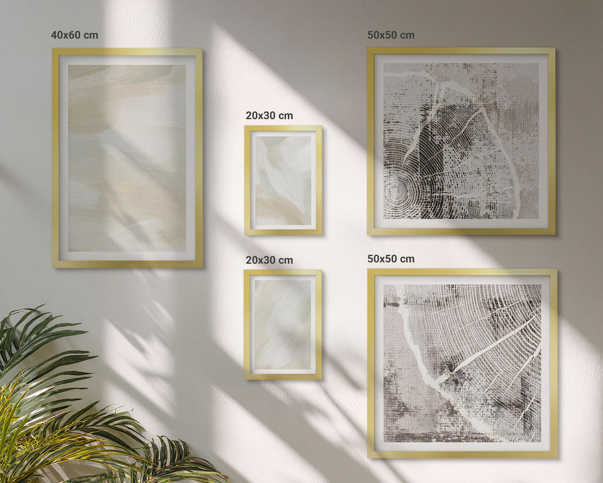 BILDER SET 5er Set - 50x50 cm & 20x30 cm & 40x60 cm Goldrahmen - Minimalismus der Farbstruktur - Goldfarben, Kunststoff (40/60cm) - TULUP