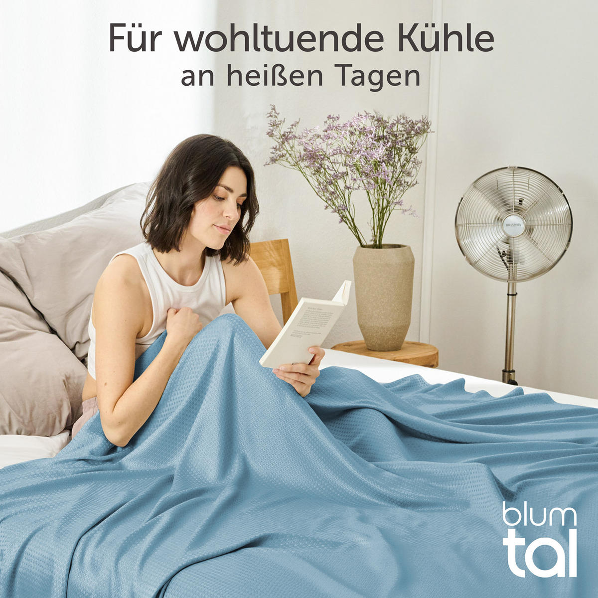 KÜHLDECKE Bambus Viskose 120x100 cm, Blau - Blau, Textil (120/100cm) - Blumtal