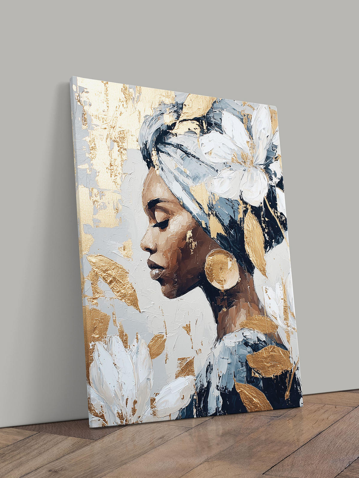 LEINWANDBILD 50x70 cm Frau gold Bild Wohnzimmer - Beige, Textil (50/70cm) - artissimo