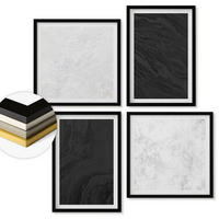 WANDBILDER 4er-Set - 50x50 cm & 40x60 cm Schwarzer Rahmen - Dunkles Licht, glamouröse Marmor - Schwarz, Kunststoff (50/50cm) - ArtPrintCave