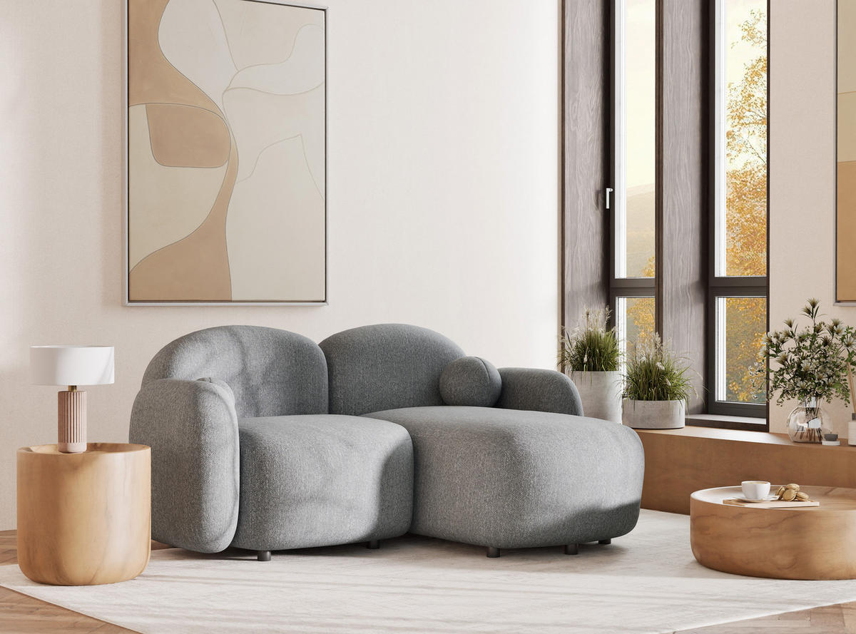 ECKSOFA Bahama Grau Webstoff - Schwarz/Grau, Holz/Holzwerkstoff (190/146cm) - Maison de Reve