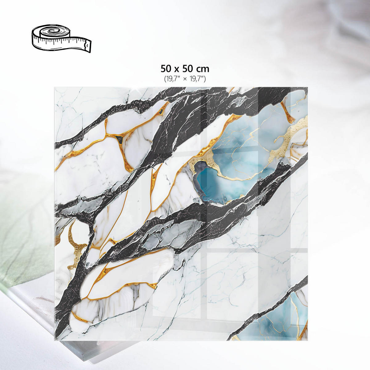 TISCHPLATTE 50x50 cm – Luxuriöser Marmor - Braun, Glas (50/50/0.4cm) - Wallfluent