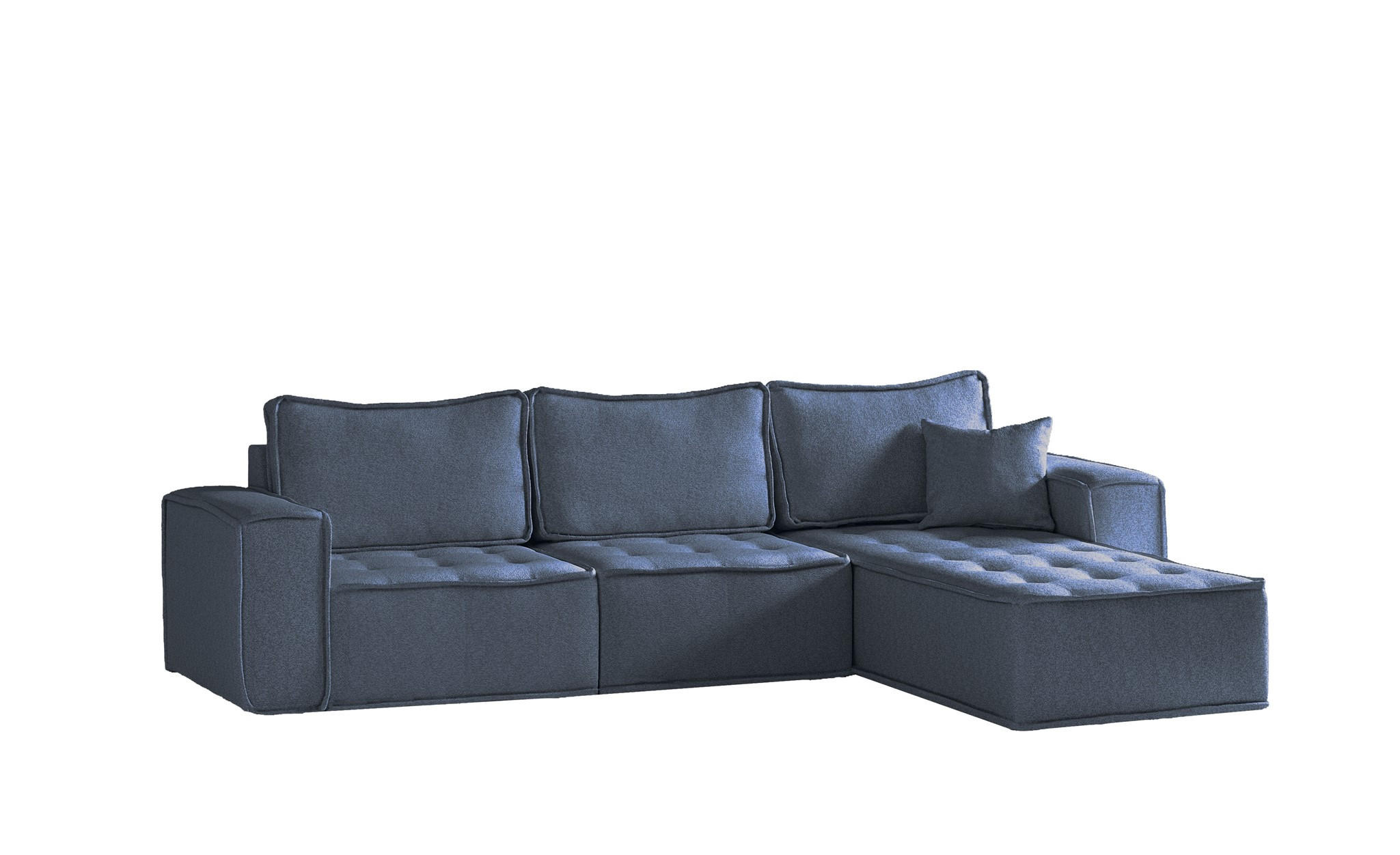 ECKSOFA Sande In Raven - Blau, Holzwerkstoff/Textil (292/192cm) - Fun Möbel
