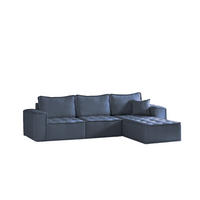 ECKSOFA Sande In Raven - Blau, Holzwerkstoff/Textil (292/192cm) - Fun Möbel