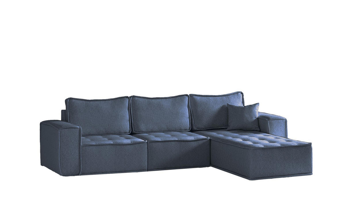 ECKSOFA Sande In Raven - Blau, Holzwerkstoff/Textil (292/192cm) - Fun Möbel